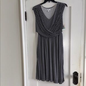 Charter Club Black and White Patterned Midi Dress
